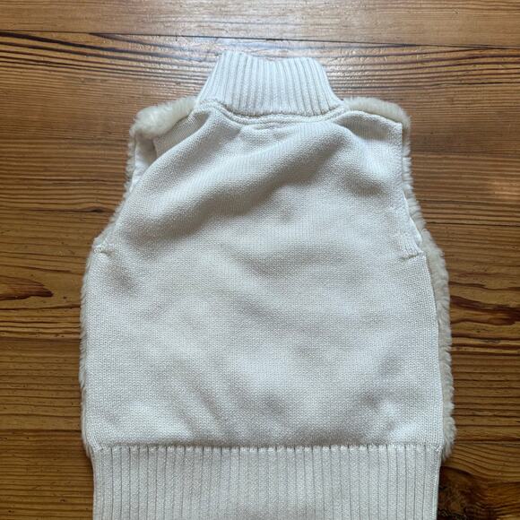 Gap cream mock neck faux fur full zip sweater vest SIZE 6 - Picture 4 of 4